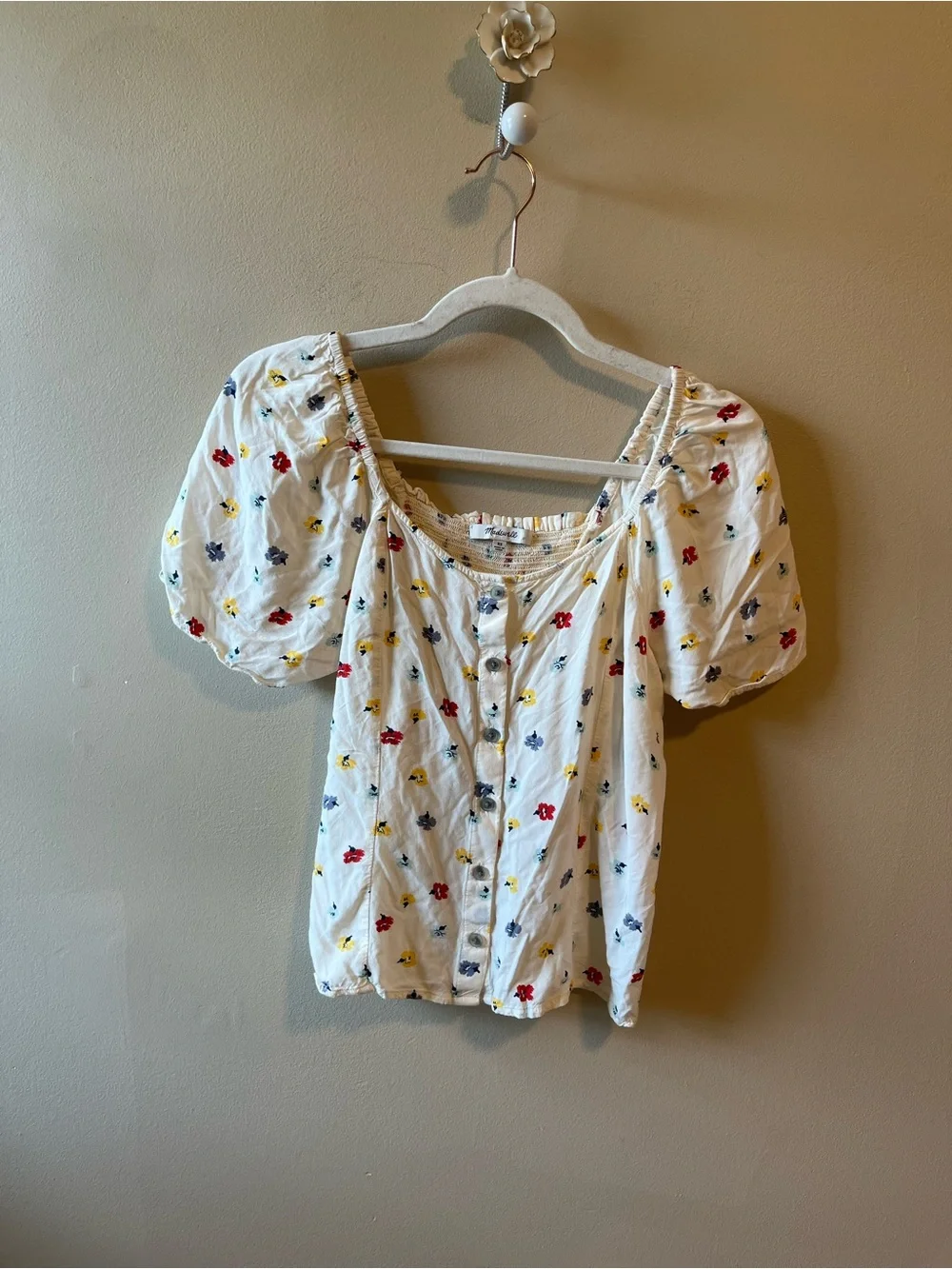 Madewell Seamed Button-Down Shirt in Confetti Floral size XS